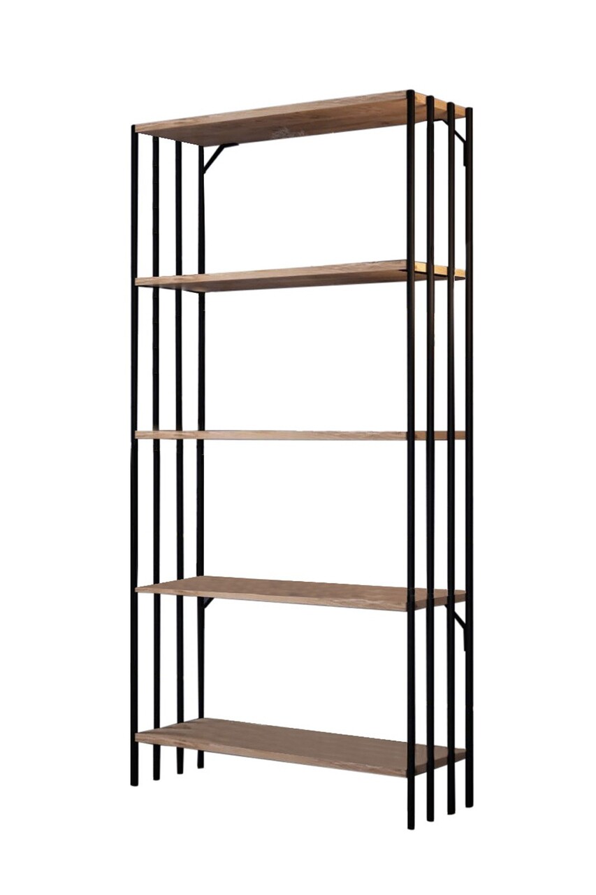 Corp biblioteca, Valovi, Verona, 72x150x26 cm, PAL, Negru / Pin Atlantic