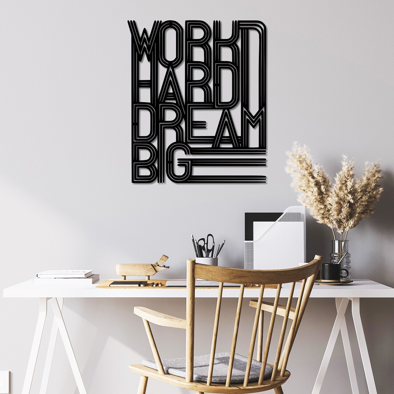 Decoratiune de perete, Work Hard Dream Big 2, Dimensiuni: 46 x 55 cm , Negru — imaginea 2