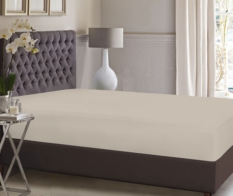 Cearceaf de pat cu elastic Bedora, 160x200 cm, bumbac ranforce, bej