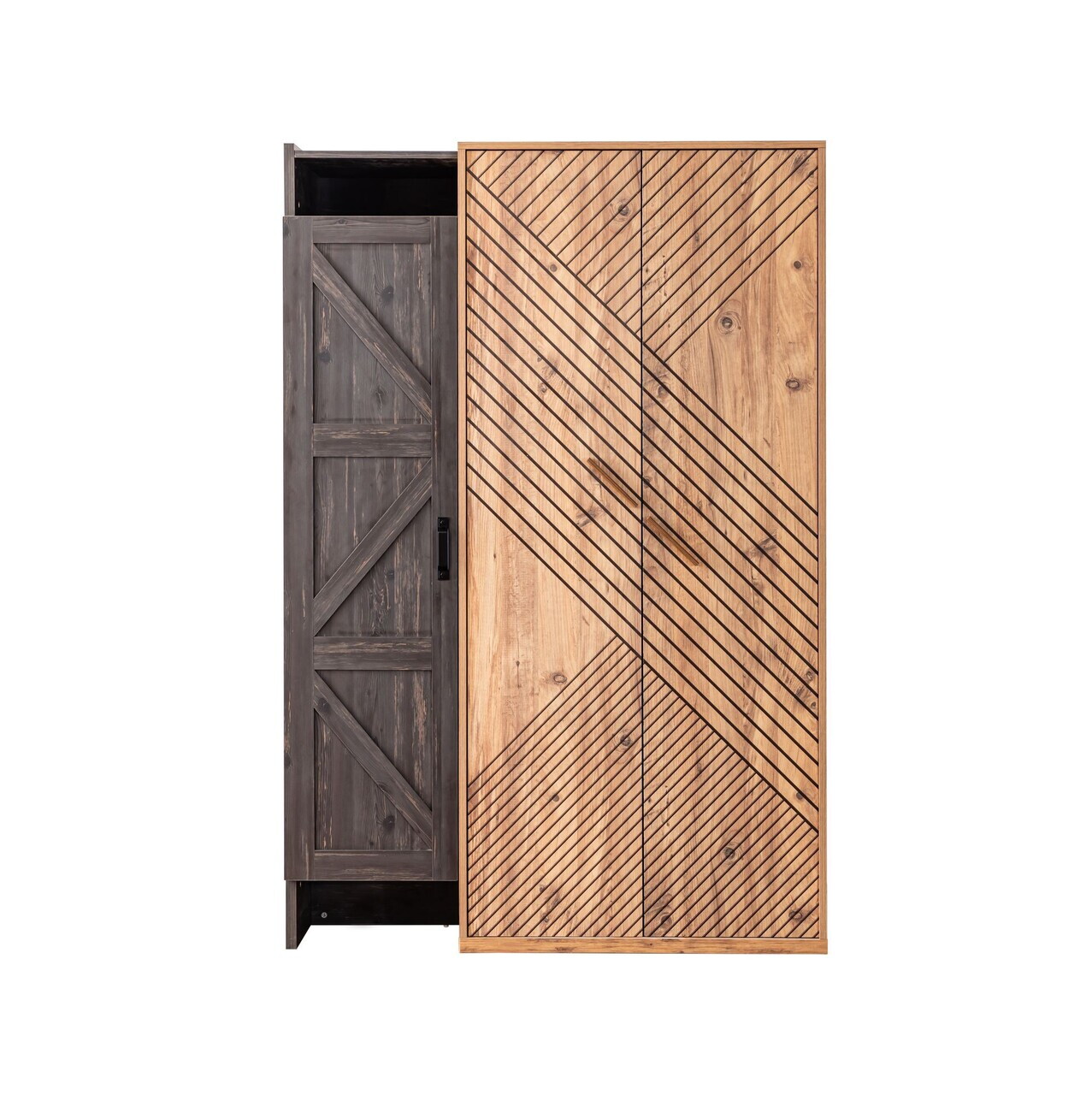 Dulap pentru haine, Hanah Home, Antik 3, 134x200x60 cm, PAL, Antracit/Maro - view 3