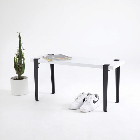 Banca, logg, khalkeus , 90x45x30 cm, alb negru