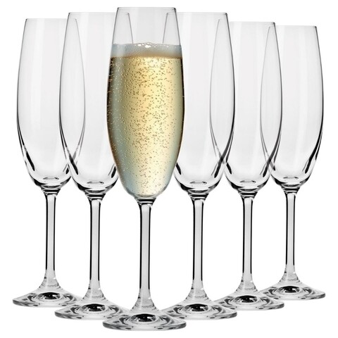 Set 6 pahare pentru sampanie, Krosno, Venezia, 200 ml, sticla cristal