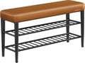 Bancheta cu pantofar Ekho, Vasagle, 100x30x50 cm, max 135 kg, otel/piele ecologica, maro