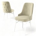 Set de scaune, Charlotte, Pare, Metal, Crem/Alb