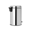 Cos de gunoi cu pedala, Brabantia, NewIcon Brilliant Steel, 12 L, 33.8x25.1x41.1 cm, otel, argintiu