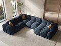Coltar panoramic stanga 5 locuri, Loretto, Cosmopolitan Design, 345x250x68 cm, tesatura structurata, albastru inchis