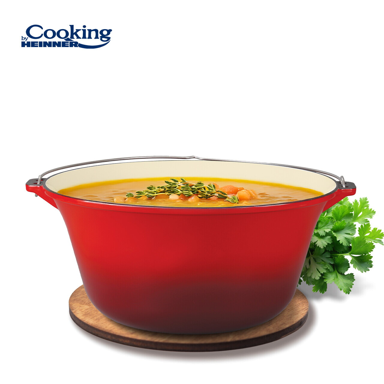 Ceaun Cooking by Heinner, 49x23 cm, 22 L, fonta emailata, rosu - view 2