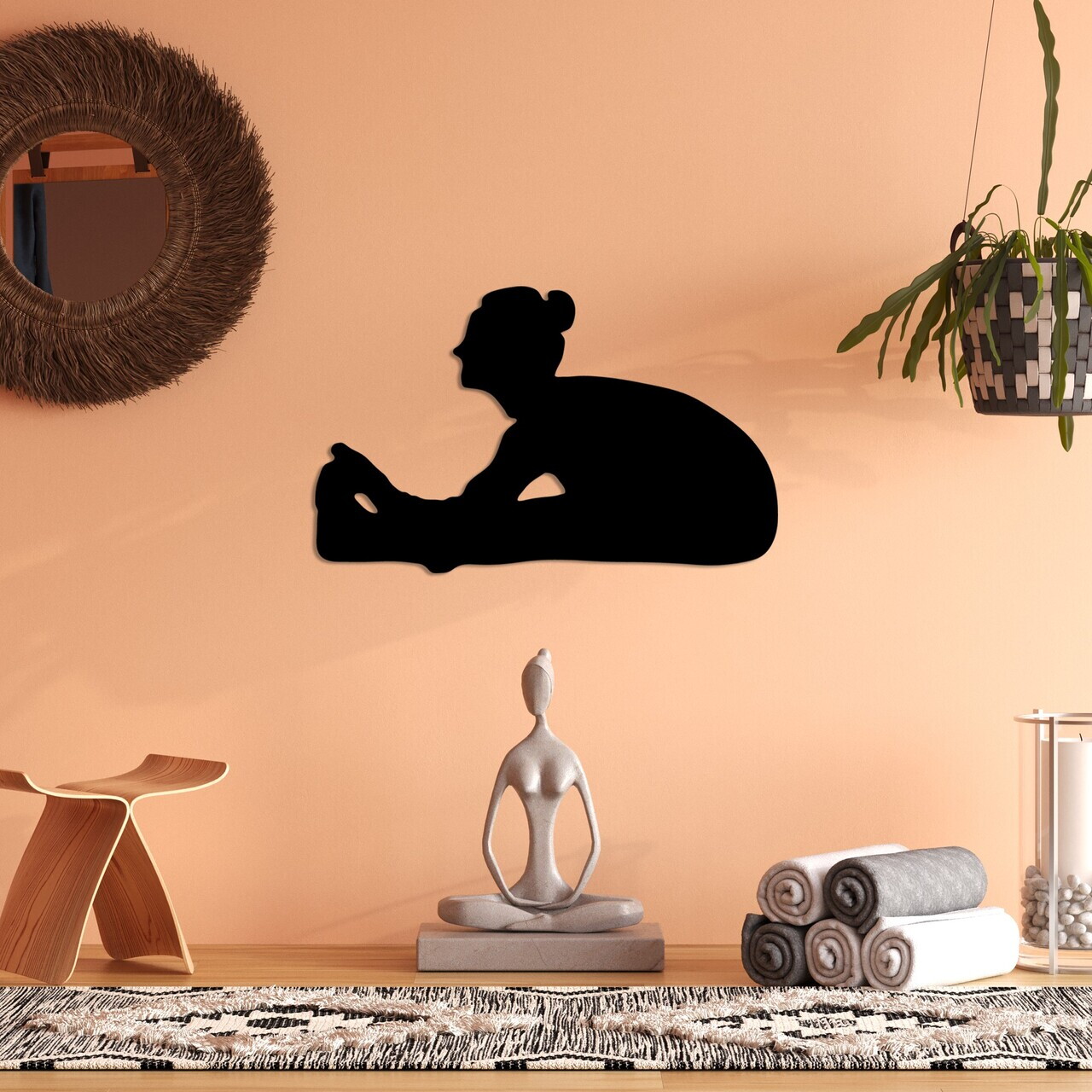 Decoratiune de perete, Yoga 23, Dimensiune: 60 x 37 cm, Negru