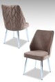 Set scaune 4 piese, Beckley, Pufi, Cappuccino / Chrome