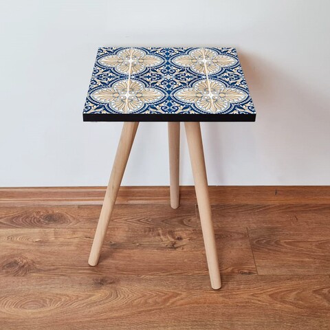 Masuta, Leona, Shp40, 35x42x35 cm, Alb / Bleumarin / Bej