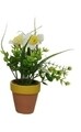 Floare artificiala in ghiveci Flower White, Decoris, 19.5x21 cm, alb