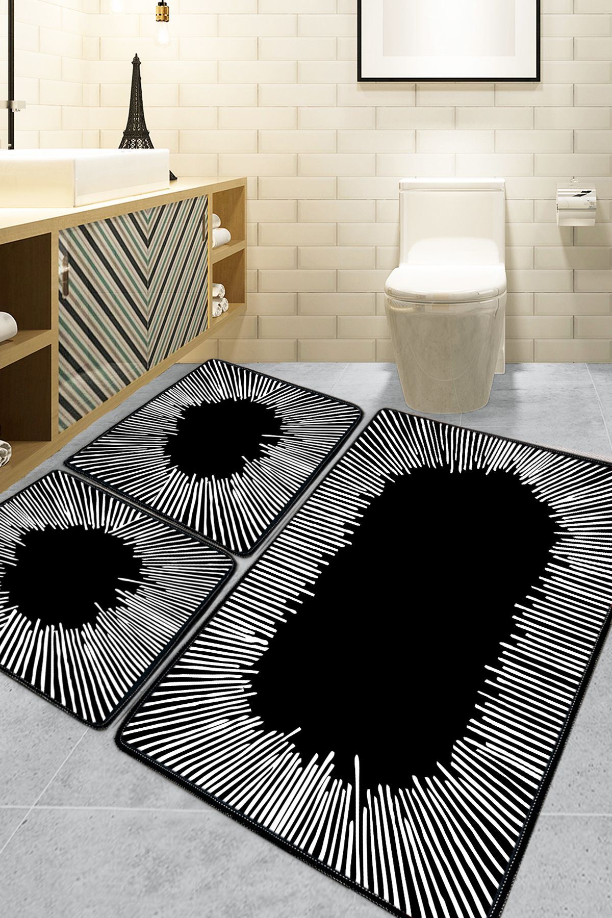 Set covorase de baie, L'essentiel Maison, Somber, Negru