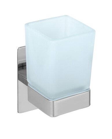Suport periute si pasta de dinti, wenko, turbo-loc, genova shine, 6.2 x 13.2 x 9 cm, inox/sticla