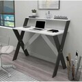 Birou, Hanah Home, X, 90x88x50 cm, Antracit/Alb