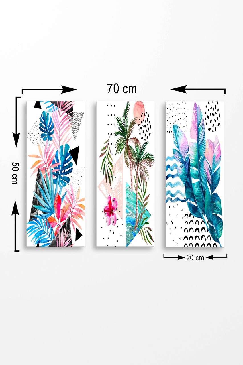 Set 3 tablouri decorative, MDF0045, 20 x 50 cm, 3 piese, Multicolor - view 2