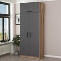 Dulap pentru haine, Minerva, Kale Anthracite, 90x255x52 cm, PAL, Antracit