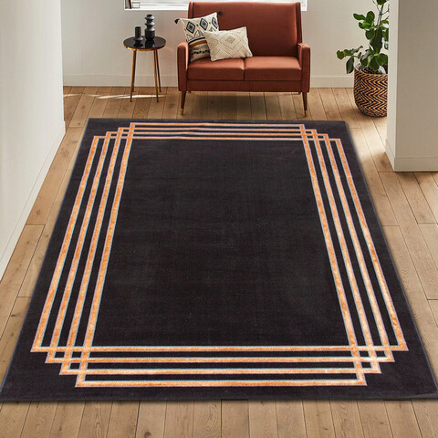 Covor, G6732, 150×230 cm, Poliester, Antracit / Aur mezoni.ro