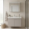 Set Dulap de Baie cu Chiuvetă și Oglindă (2 Piese), Hanah Home, Desna 90, Nisip