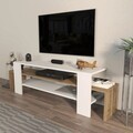 Comoda TV, Zena Home, Lenora, 150x45x35 cm, PAL, Alb/Maro