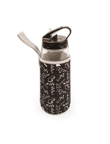 Sticla cu husa termoizolanta Sport Kids, Iris Barcelona, 400 ml, sticla borosilicata/neopren, negru Iris Barcelona