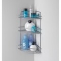 Etajera de colt pentru baie Onda, Metaltex, 22x22x53 cm, metal/invelis din Polytherm, argintiu