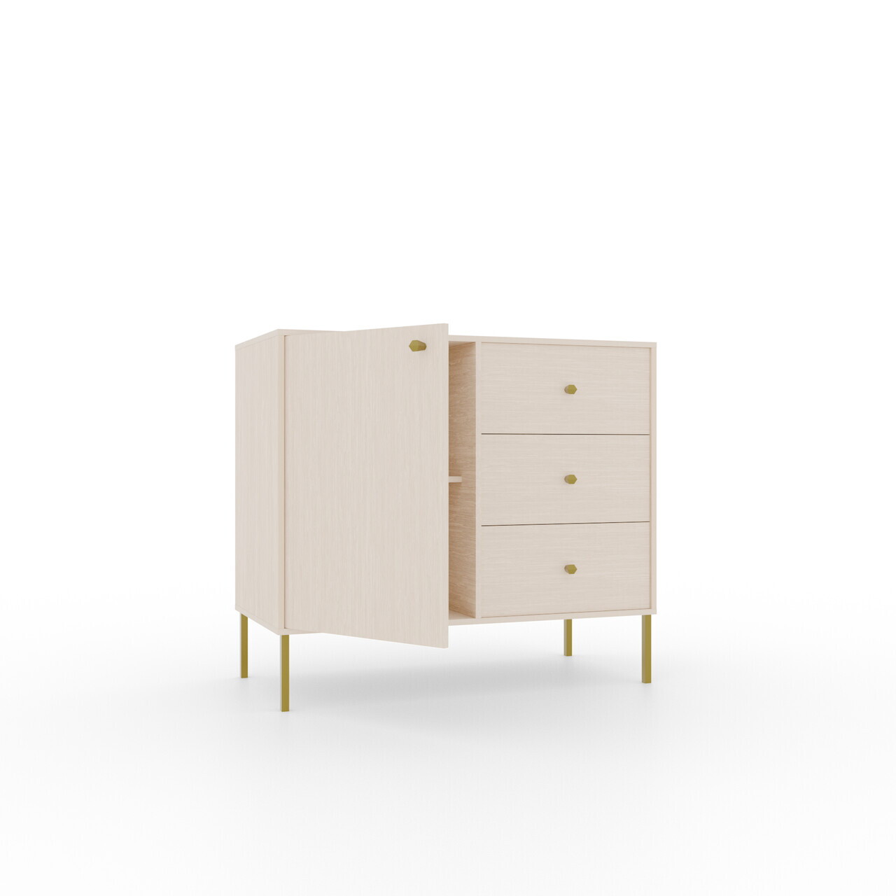 Comoda ADRK, Tili 1D 3S, 83.6x40.8x73.9 cm, PAL laminat, bej — imaginea 3