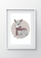 Tablou decorativ Rabbit w scarf, Oyo Kids, 29x24 cm, lemn/MDF, multicolor