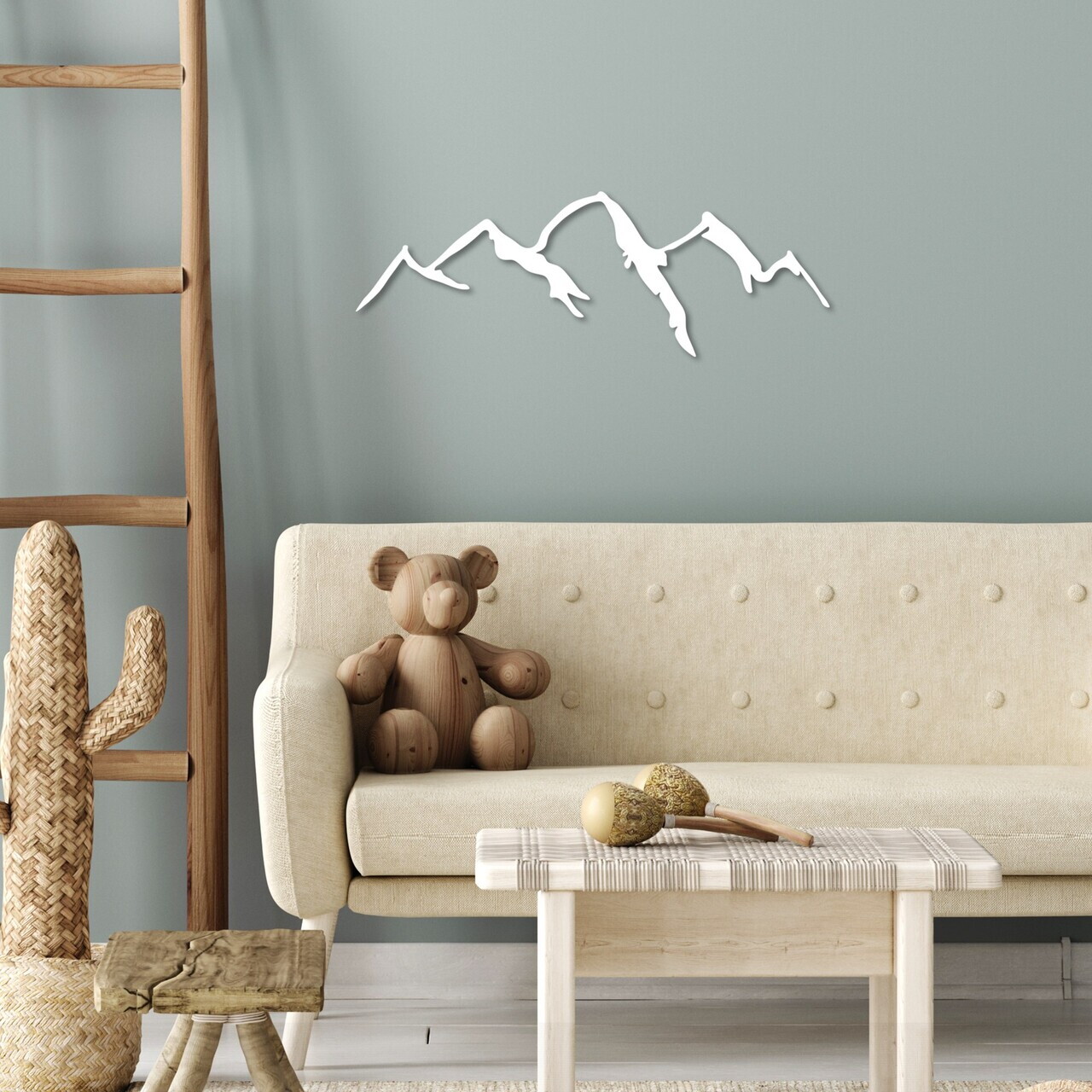 Decoratiune de perete, Mountain, Dimensiuni: 66 x 23 cm, Alb/Negru — imaginea 3