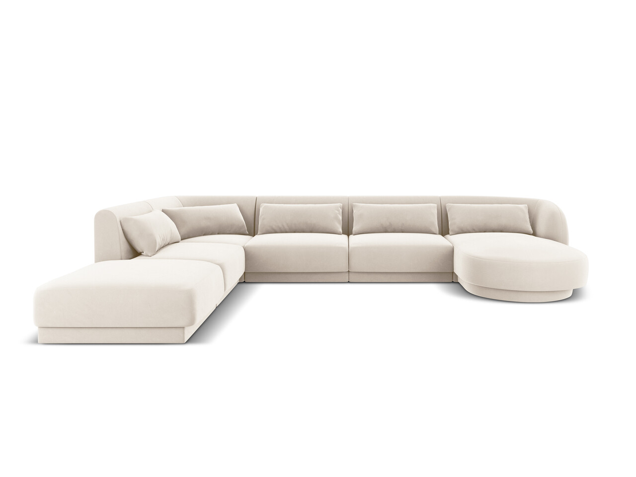 Coltar panoramic stanga 6 locuri, Tulum, Cosmopolitan Design, 330x255x70 cm, catifea, bej deschis