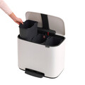 Cos de gunoi cu pedala, Brabantia, Bo Pedal, 3x11 L, 36.3x54x44 cm, otel, alb