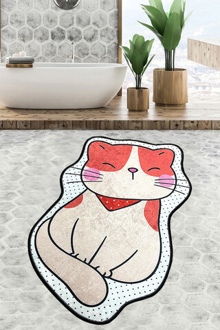 Covoraș de baie, chilai, katze (60 x 90), 60x90 cm, catifea, multicolor