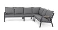 Set mobilier pentru gradina/terasa 4 piese Jacob, Bizzotto, tesatura ofelin/lemn de tec, gri carbune