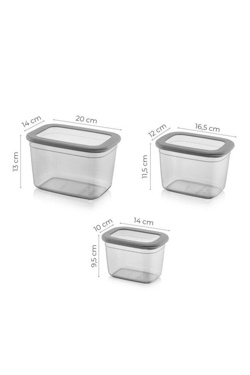 Set recipiente depozitare, Hermia, 964FRM1103, Dimensiune: 12 x 16,5 x 11 cm / 1300 ml (1 bucată), Antracit - view 4