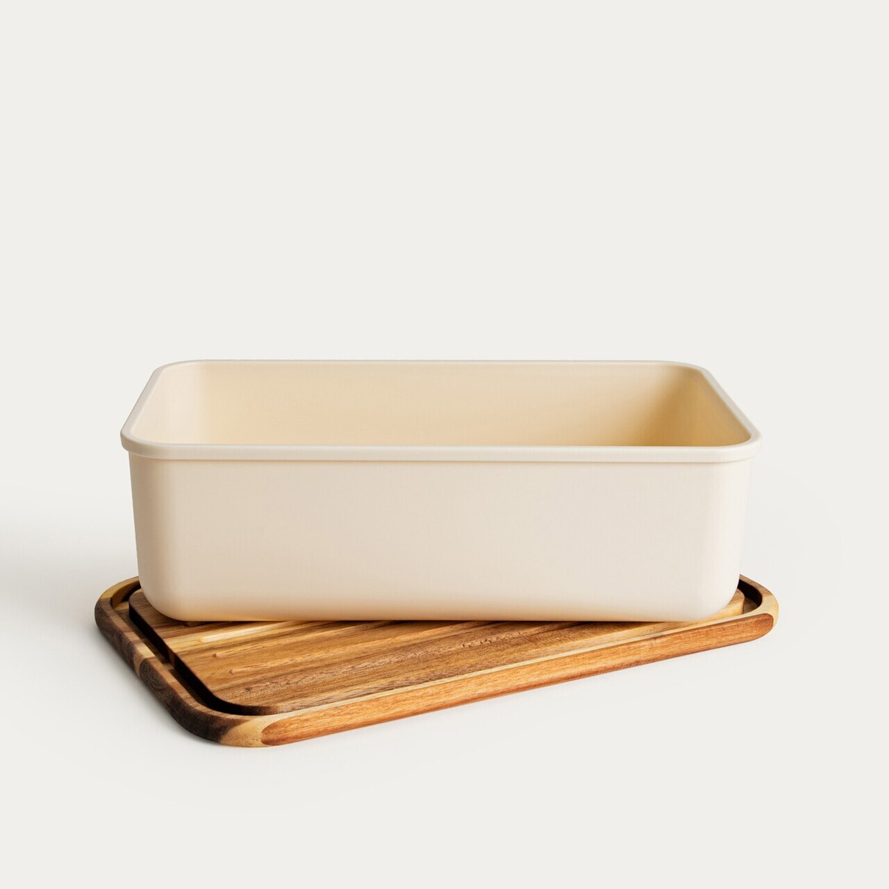 Cutie pentru paine Noris, Homla, 40x24x13 cm, plastic/lemn, crem/natur