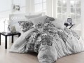 Lenjerie de pat pentru o persoana, 3 piese, amestec bumbac, Nazenin Home, Luxury, gri