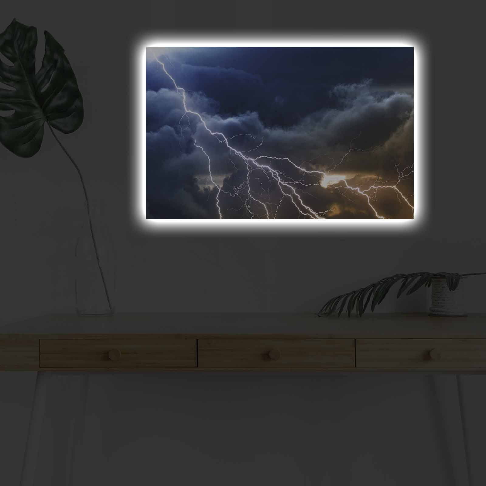 Tablou decorativ cu lumina LED, 4570DHDACT-026, PÂNZĂ DIN PIELE ÎNTOARSĂ, Dimensiune: 45 x 70 cm, Multicolor
