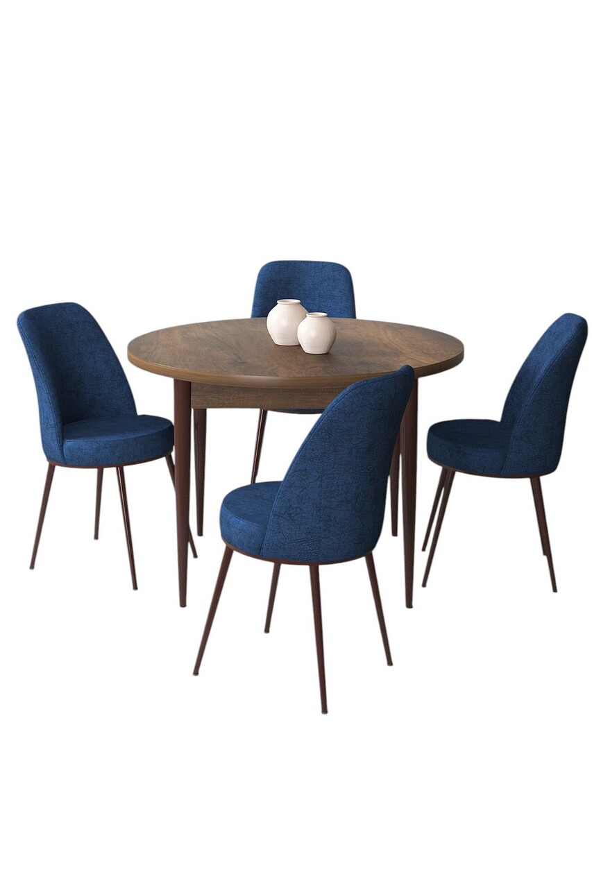 Set masă și scaune (5 bucăți), Hanah Home, Tor, Baroc / Albastru marin - view 2