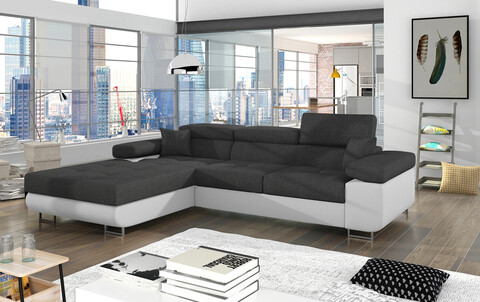 Coltar extensibil stanga 4 locuri ELTAP, Armd-18, Armando, 289x203x85 cm, lemn/poliester, gri inchis/alb
