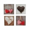 Set 4 tablouri decorative, Heart, 30x30 cm, canvas/PVC