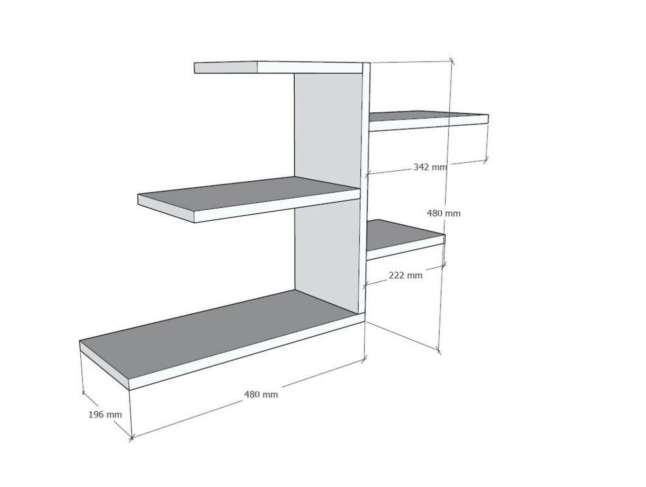 Raft de perete, Asse Home, Gami, 82.2x48x19.6 cm, PAL , Maro