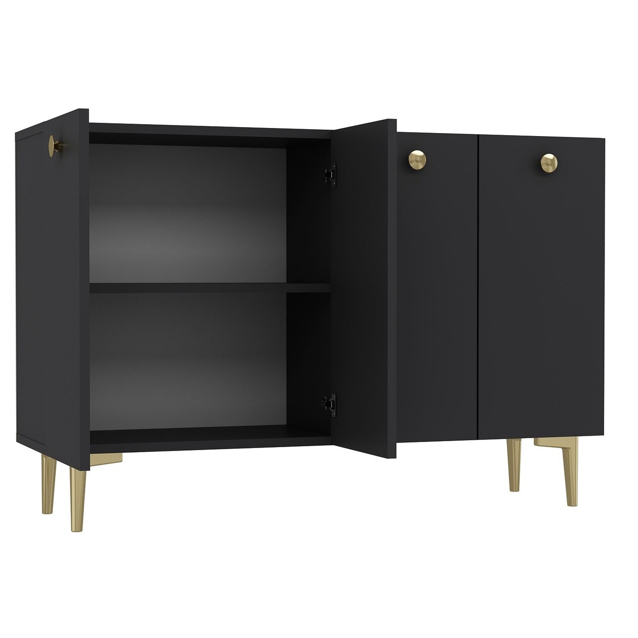 Consola, Hanah Home, Betty, 120x80x29.6 cm, PAL , Antracit / Aur - view 6