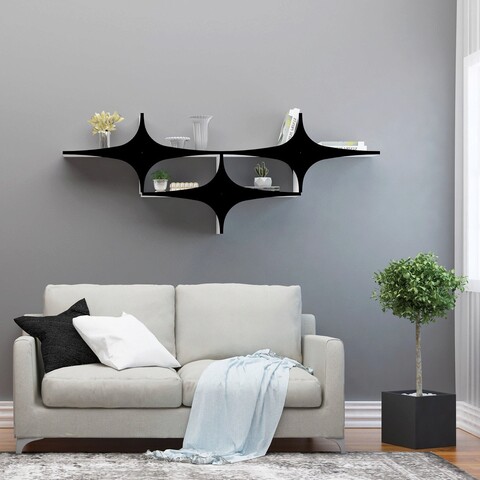 Raft de perete, decormet, susen 3, 180x69x20 cm, alb negru