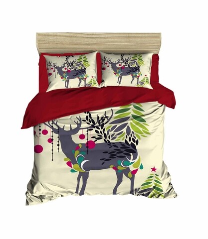 Poza Lenjerie de pat dubla Xmas-459 Pearl Home, 3 piese, amestec bumbac, multicolor