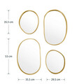 Set 4 oglinzi decorative Klelia, Pakoworld, 60x96.5 cm, sticla/metal/MDF, auriu