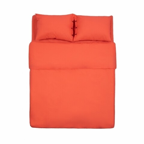 Lenjerie de pat dubla king size, heinner coral, 100% bumbac organic, 4 piese, portocaliu