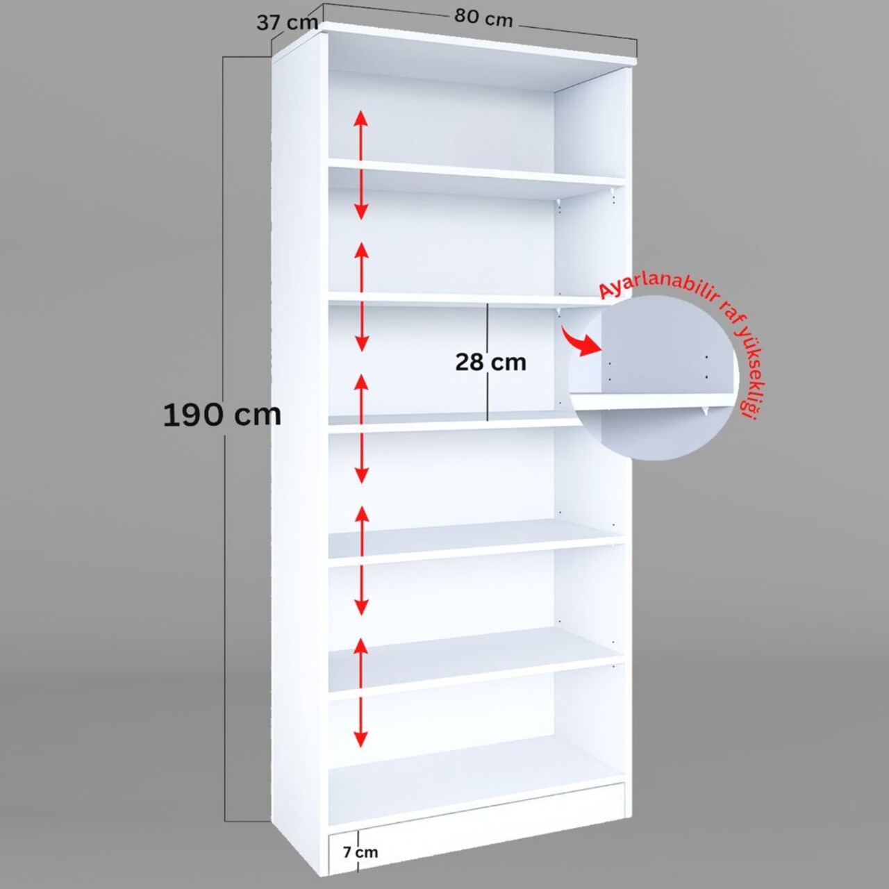 Dulap multifunctional, Hanah Home, Lucas Glass 1600-68, 80x190x37 cm, Alb - imagine 9