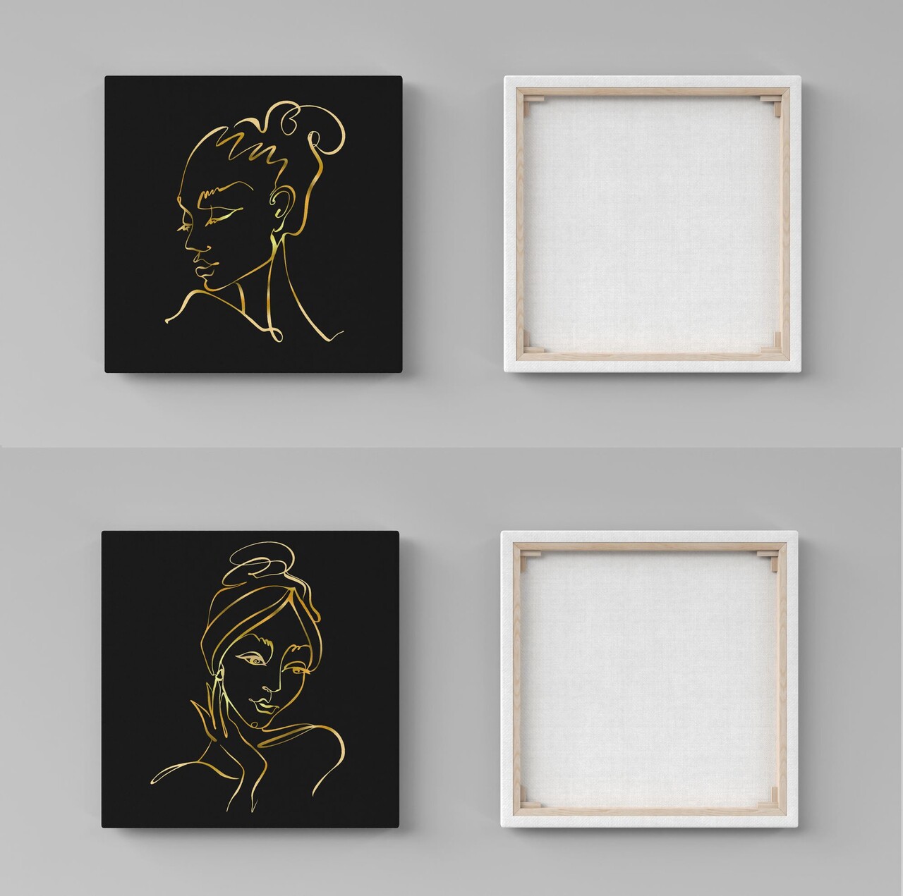 Set 2 tablouri decorative, ASR2-CNV25-7, Lemn, Aur/Negru - view 2