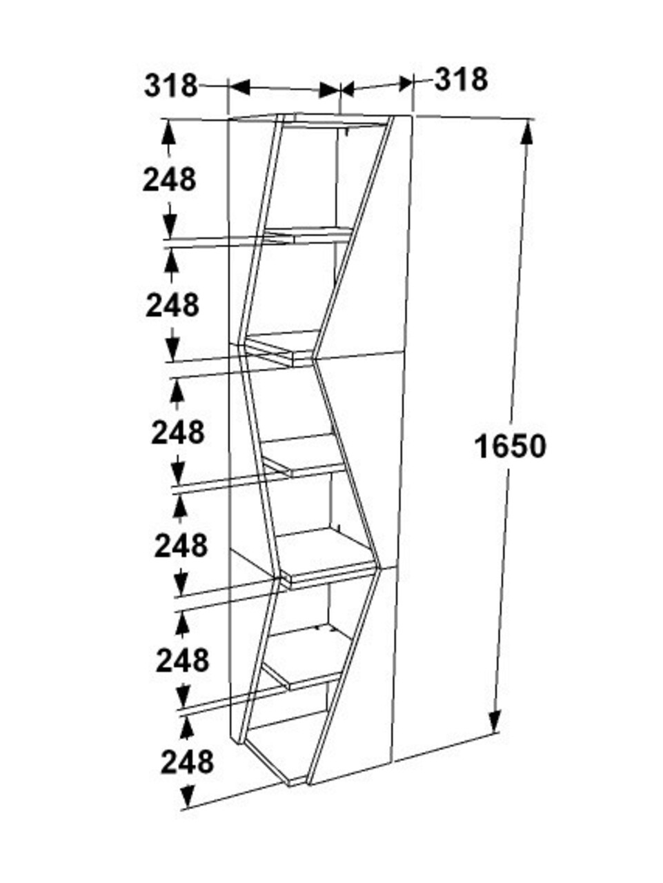 Corp biblioteca, Zena Home, Arrow, 31.8x165x31.8 cm, PAL, Antracit