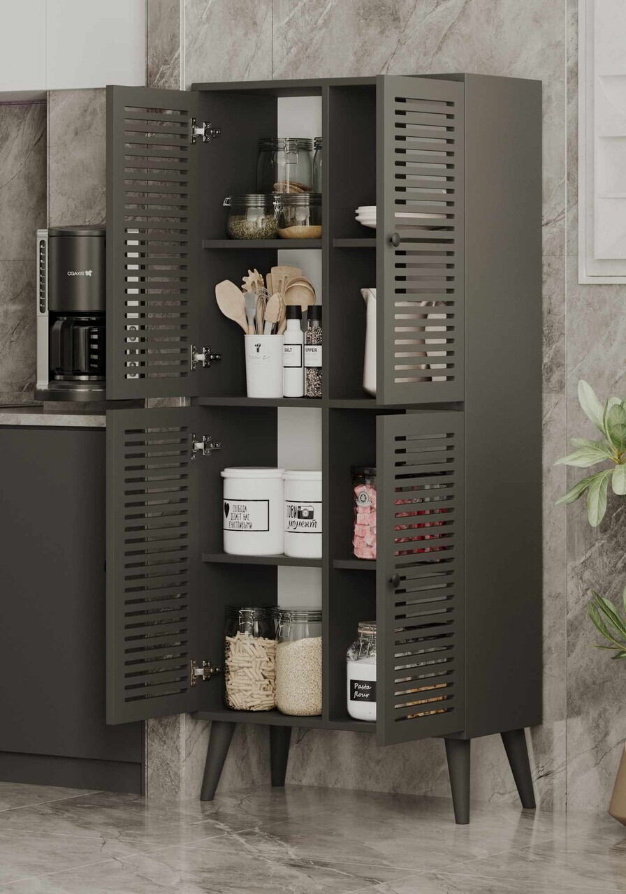 Dulap multifunctional, Hanah Home, Deneb, 70x160x33 cm, MDF, Gri - view 3