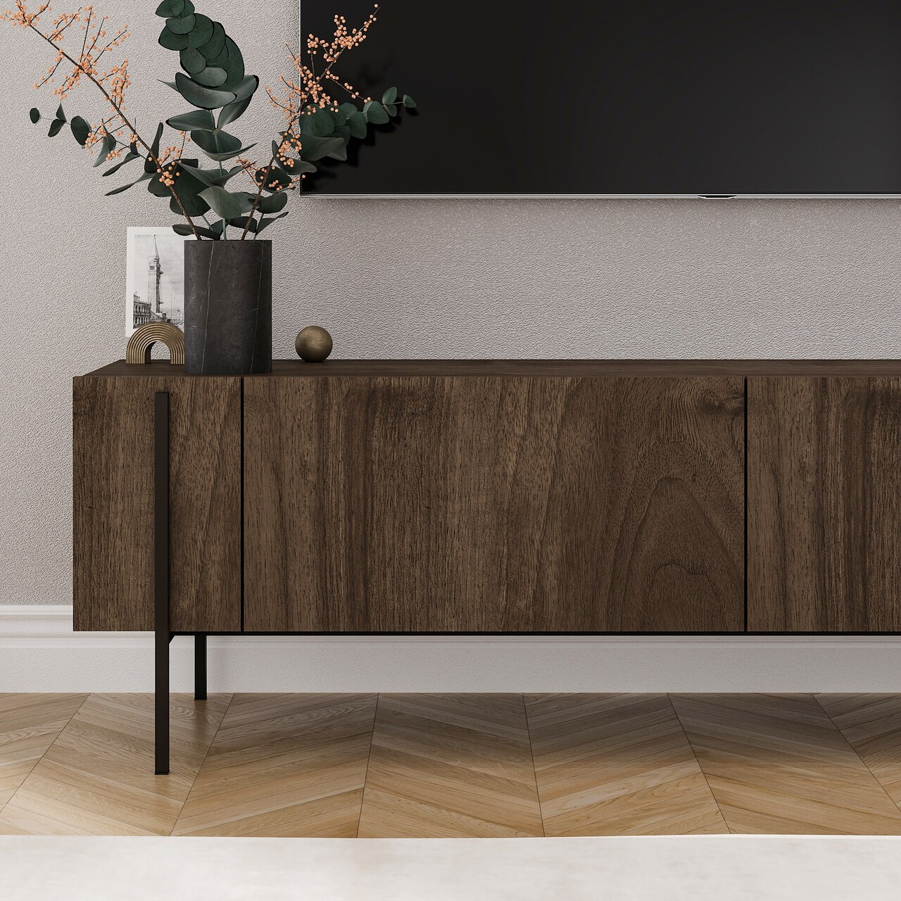Comoda TV, Hanah Home, Herman, 160x45.6x31.4 cm, Maro - view 3